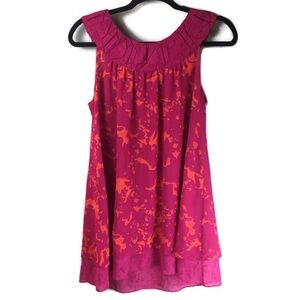 CAbi Origami Layered Pink Orange Tunic Small #999